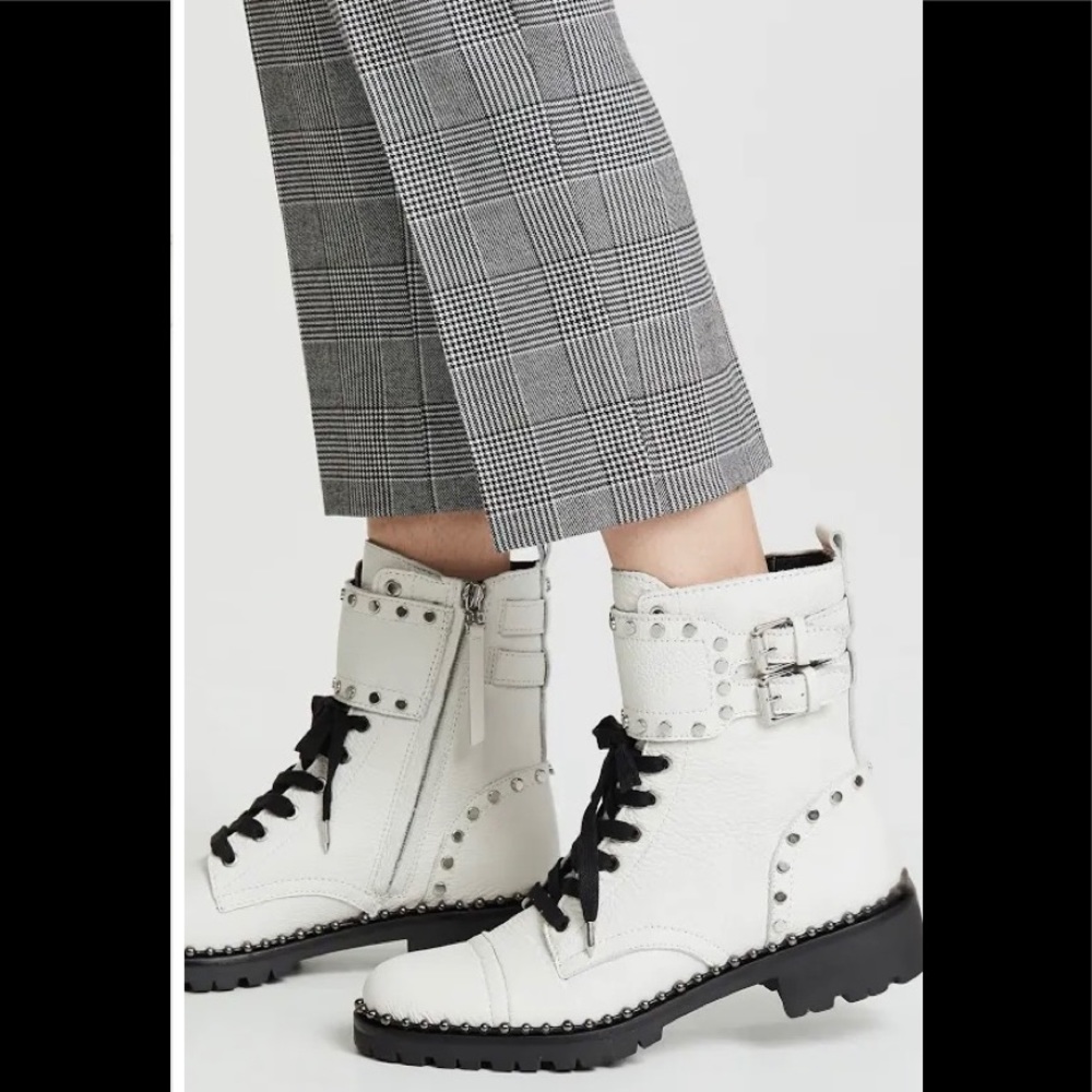NWOT Sam Edelman White Leather Combat Boots